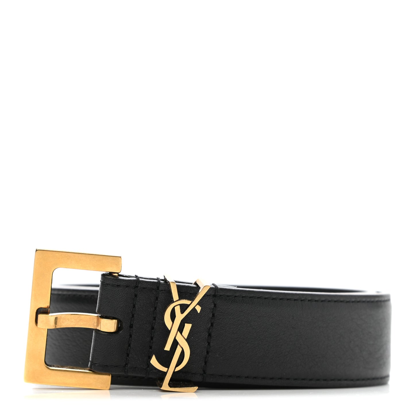Smooth Calfskin Monogram Square Buckle Belt 65 26 Black