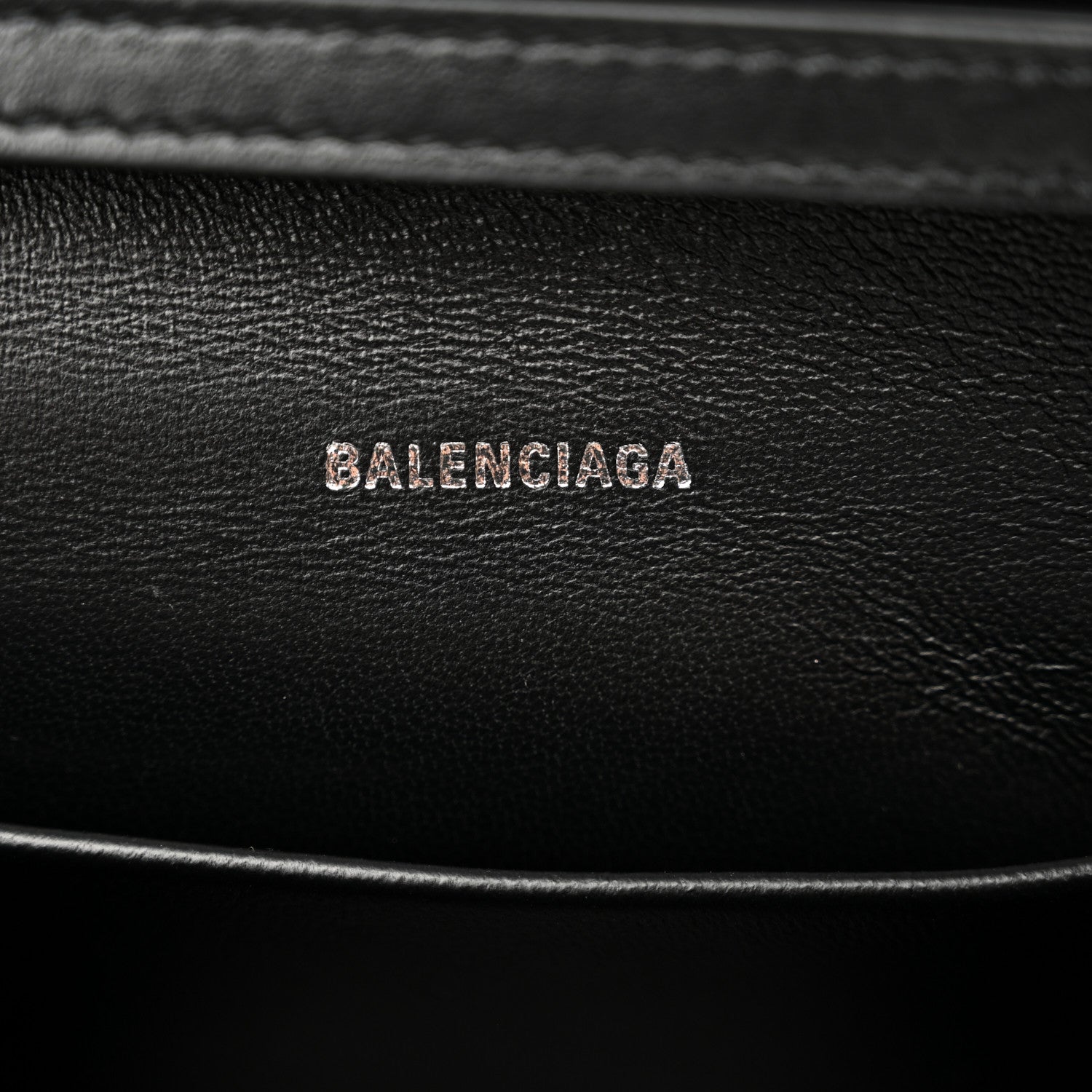 Balenciaga Shiny Calfskin Monochrome Crocodile Embossed Hourglass Chain Bag Black 6 of 9