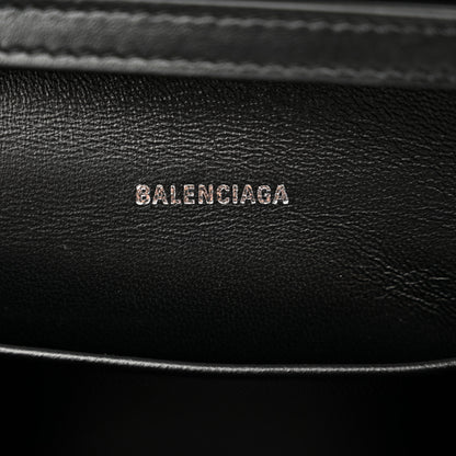 Balenciaga Shiny Calfskin Monochrome Crocodile Embossed Hourglass Chain Bag Black 6 of 9