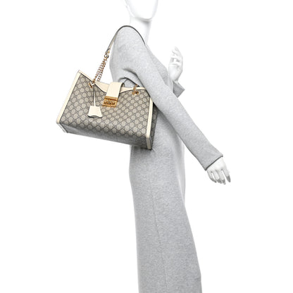 Gucci GG Supreme Monogram Medium Padlock Tote White 2 of 12