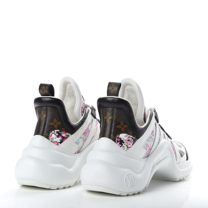 Louis Vuitton Flower Printed Calfskin Monogram LV Archlight Sneakers 39 Black Rose 4 of 9