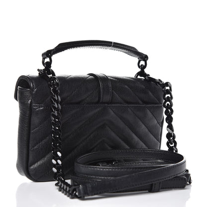 Saint Laurent Sheepskin Matelasse Chevron Monogram College Chain Wallet Black 3 of 9