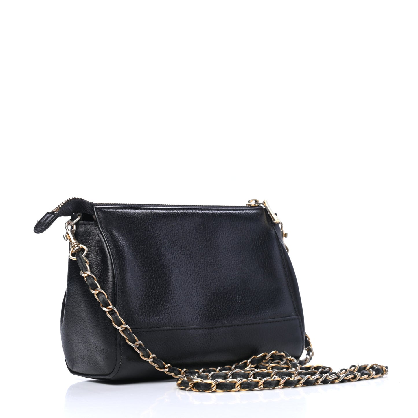 Grained Calfskin Studded Crossbody Black