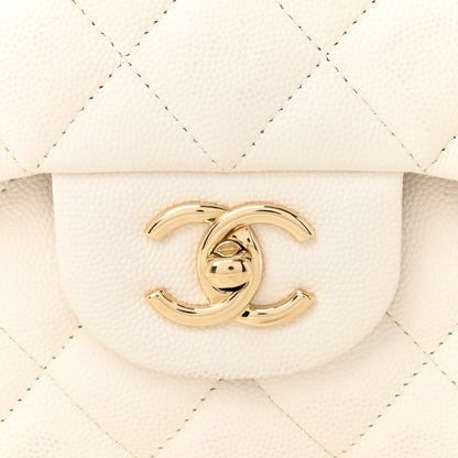 Chanel Caviar Quilted Jumbo Double Flap White 8 of 11