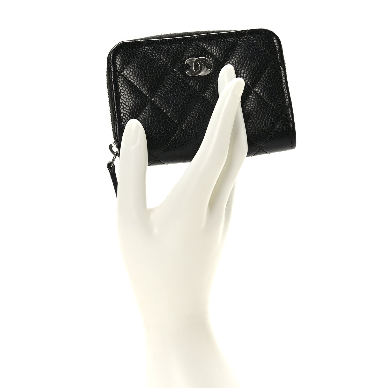 Chanel Caviar Quilted Zip Coin Purse Wallet Black 2 of 6
