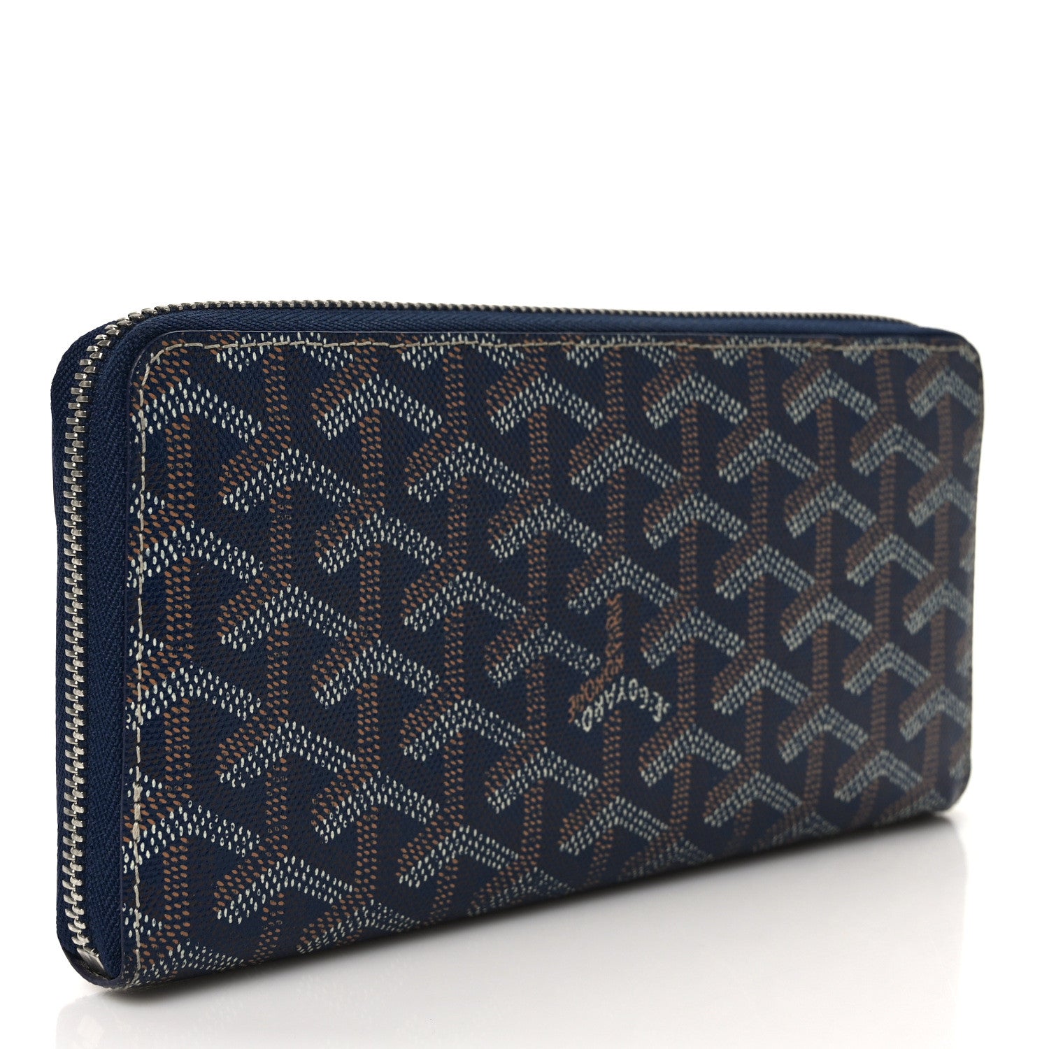 Goyard Goyardine Matignon Zip Around GM Wallet Navy 3 of 10