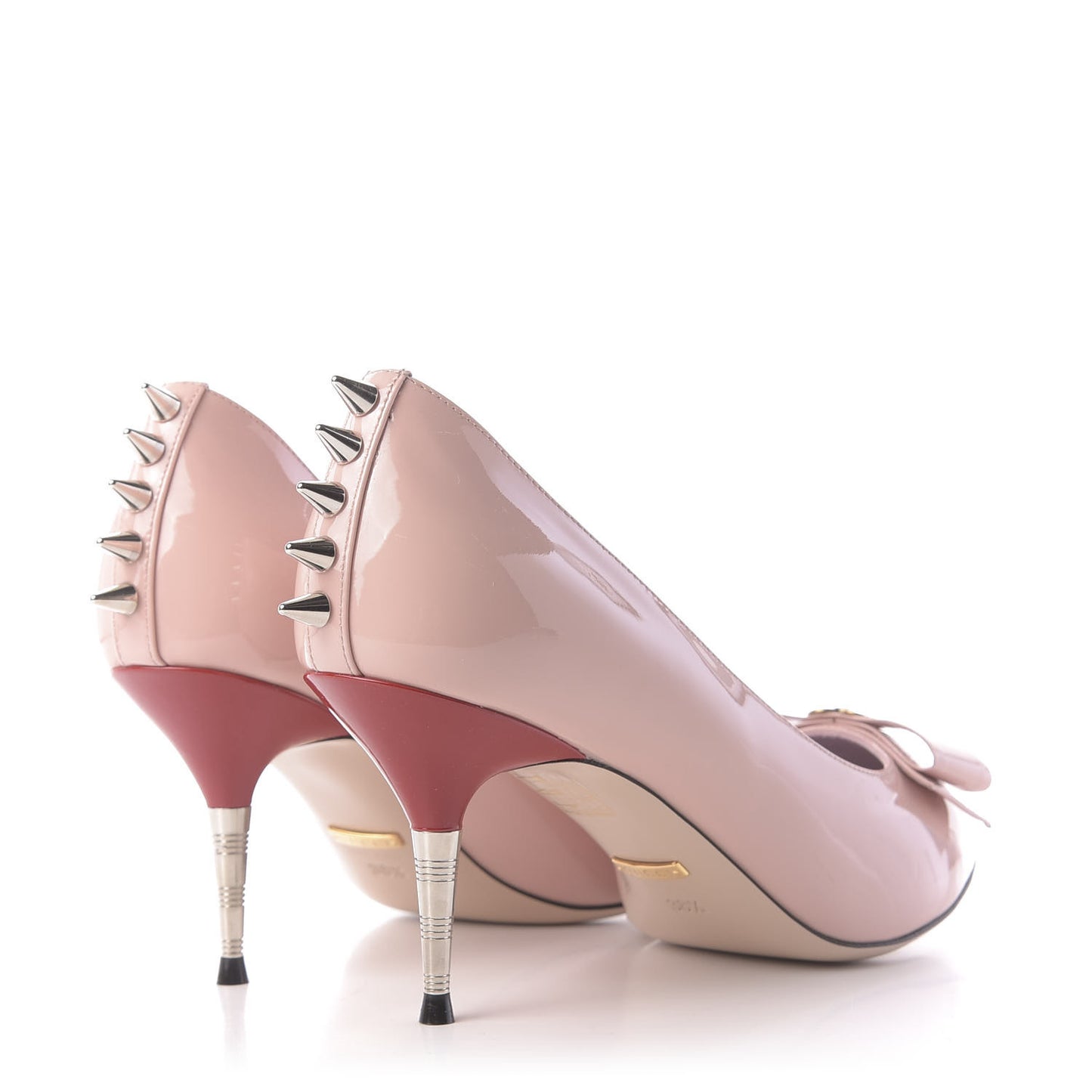 Patent GG Bow Sadie Spike Mid Heel Pumps 38.5 Perfect Pink