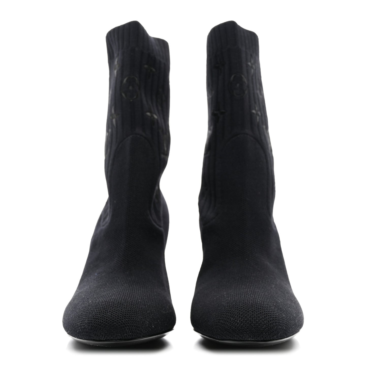 Monogram Stretch Fabric Silhouette Ankle Boots 38 Black