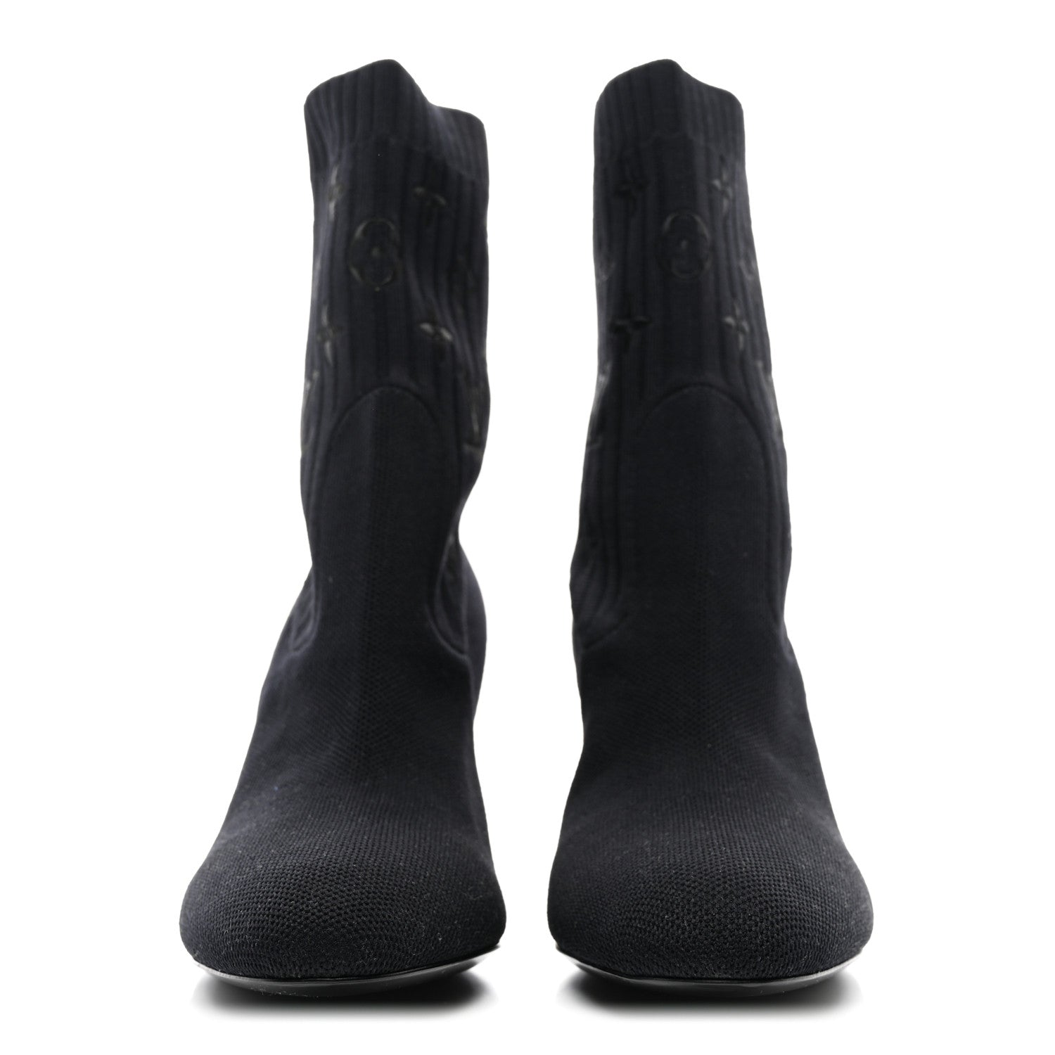 Louis Vuitton Monogram Stretch Fabric Silhouette Ankle Boots 38 Black 2 of 7