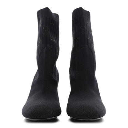 Louis Vuitton Monogram Stretch Fabric Silhouette Ankle Boots 38 Black 2 of 7
