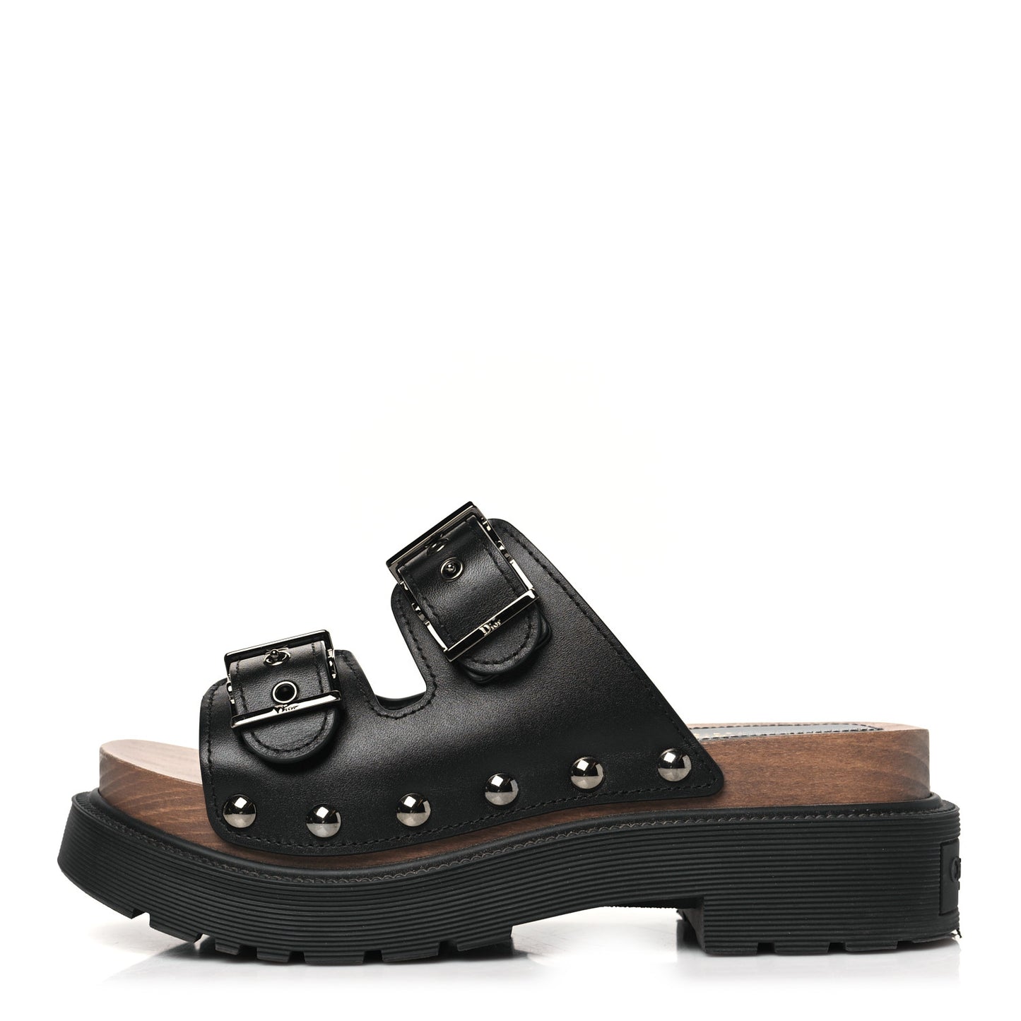 Calfskin Diorquake Buckled Lug Sole 15mm Sandals 35 Black