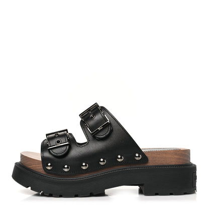 Christian Dior Calfskin Diorquake Buckled Lug Sole 15mm Sandals 35 Black 1 of 9