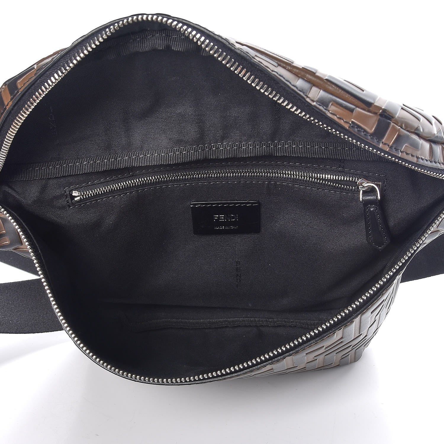Fendi Vitello Century Bi-Color FF 1974 Embossed Belt Bag Maya Black 5 of 7