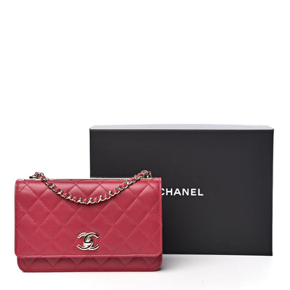 Chanel Lambskin Quilted Trendy CC Wallet On Chain WOC Dark Pink 13 of 13