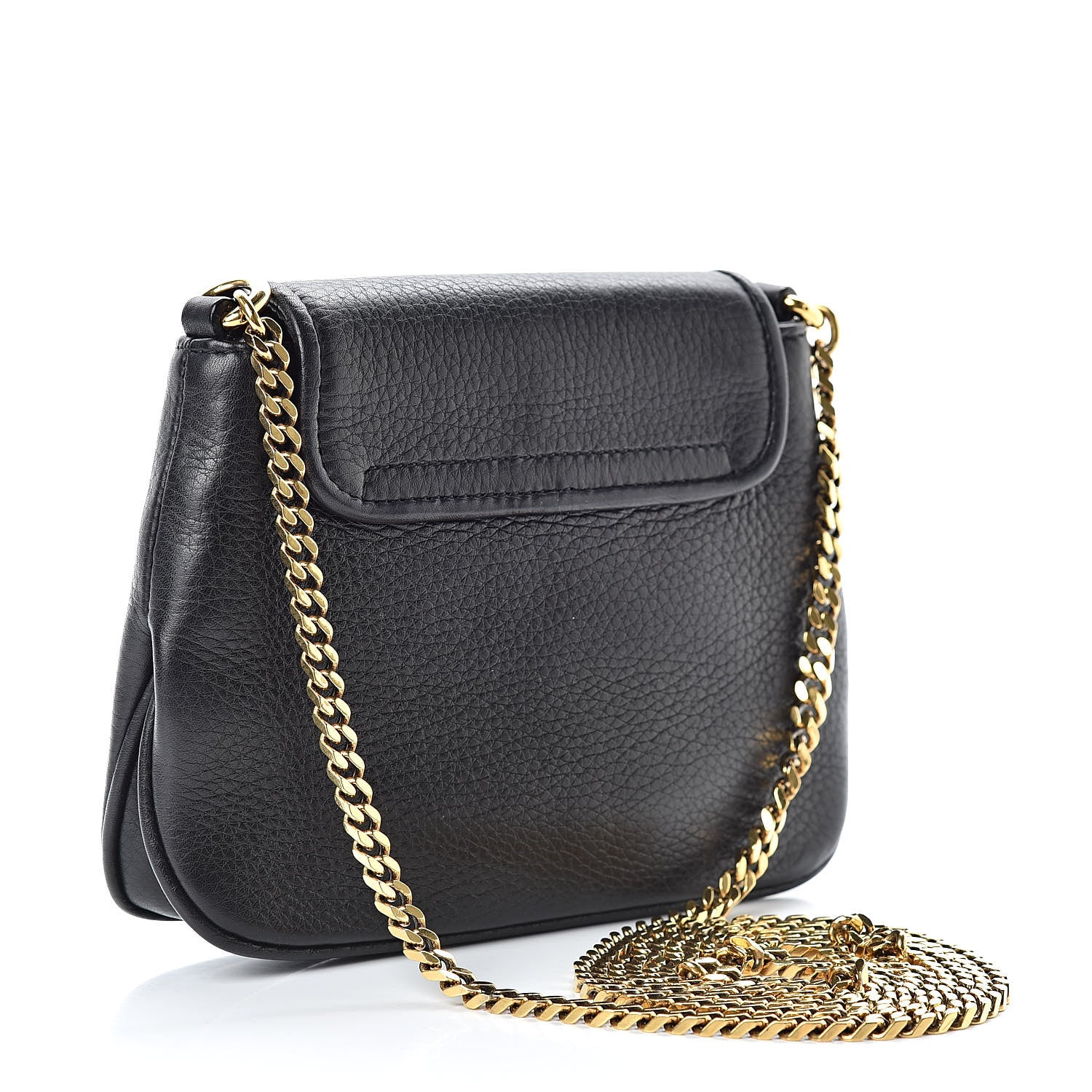 Gucci Pebbled Calfskin Small 1973 Chain Shoulder Bag Black 3 of 16