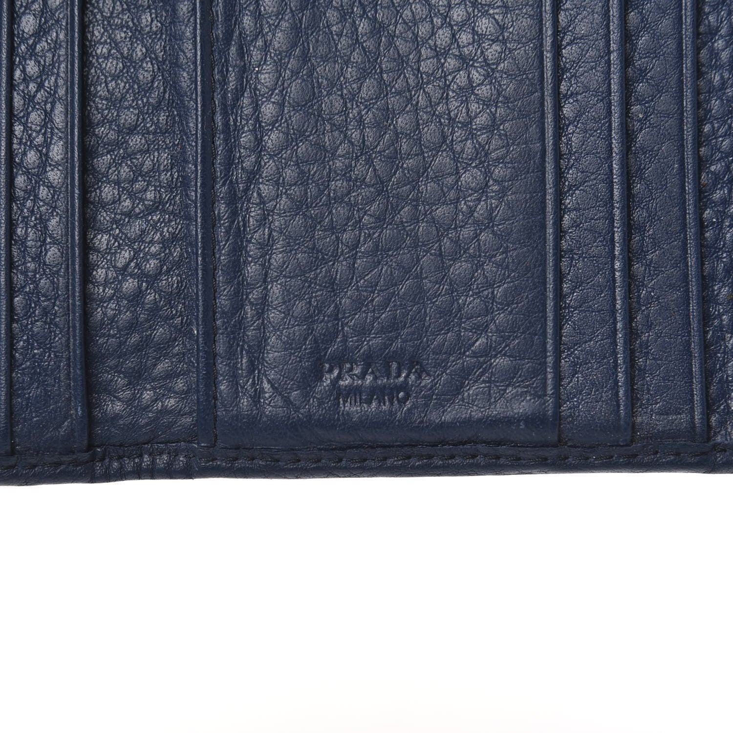 Prada Vitello Daino Metal Tri-Fold Wallet Bleuette 6 of 11