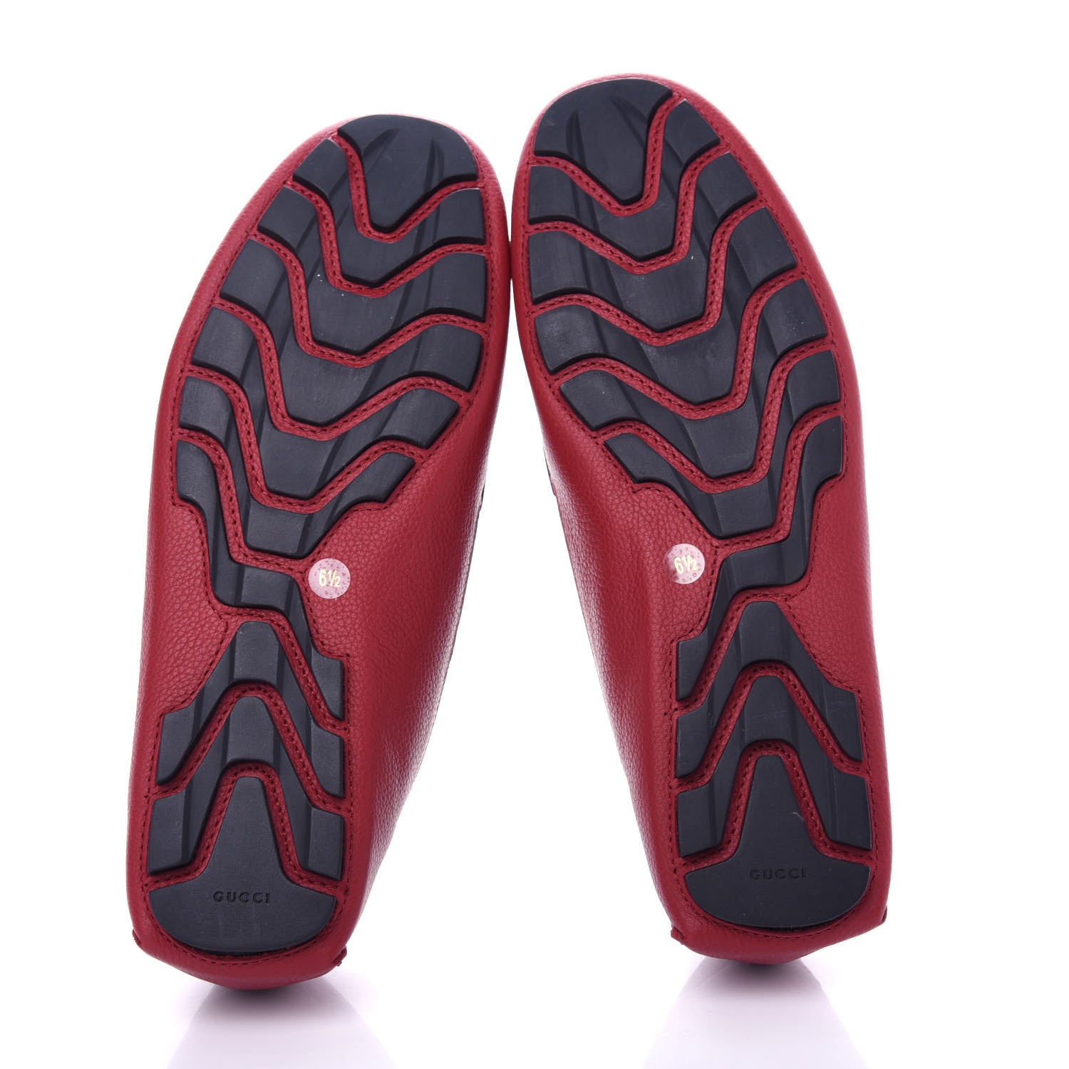 Gucci Calfskin Web Mens Driver Loafers 6.5 Red 6 of 11