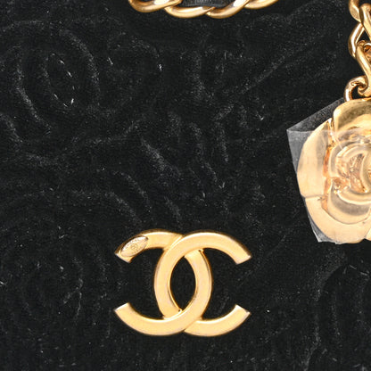 Chanel Velvet Quilted Camellia Velvet Flap Coin Purse With Chain Black 9 of 12