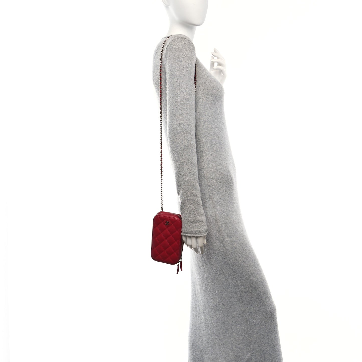 Caviar Quilted Phone Holder Wallet On Chain WOC Red