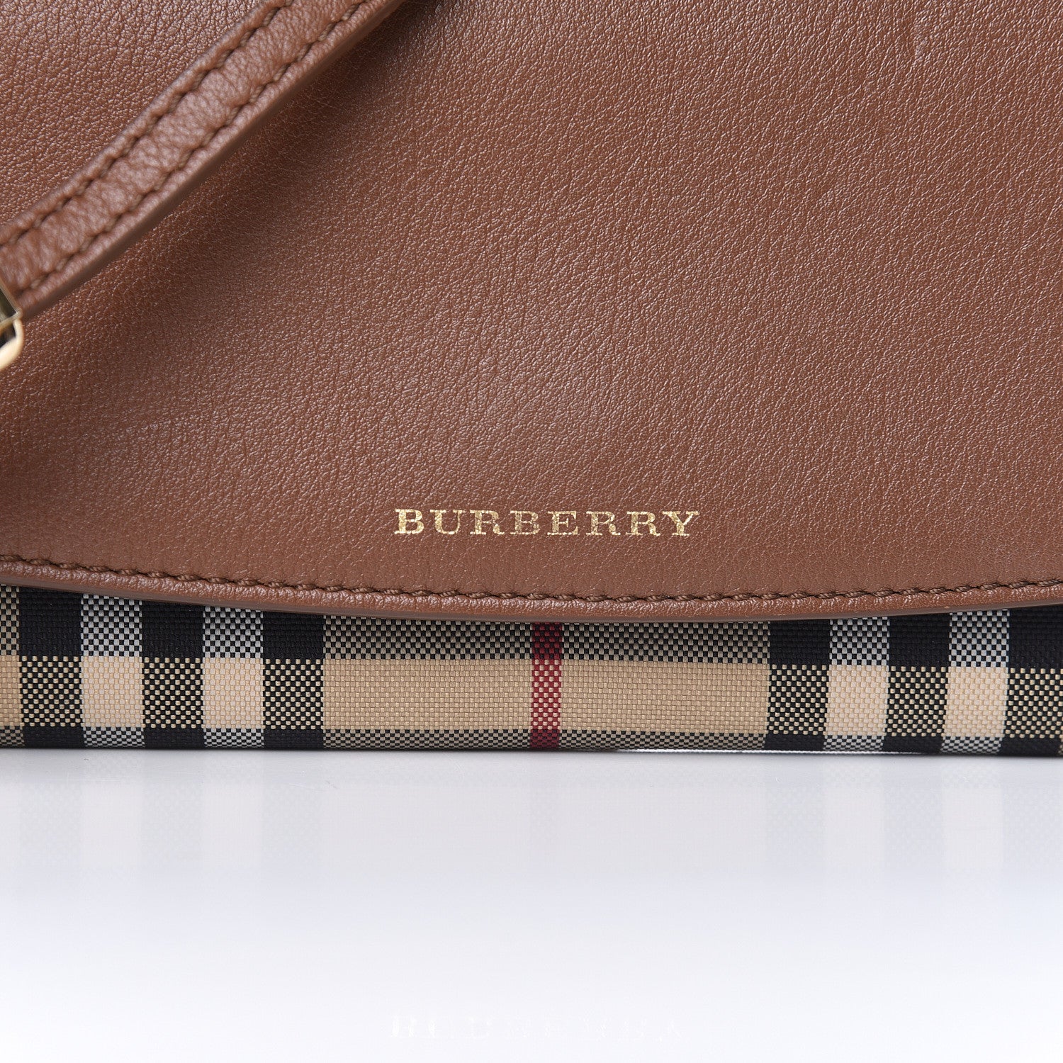 Burberry Calfskin Horseferry Check Henley Wallet On Chain Tan 7 of 10