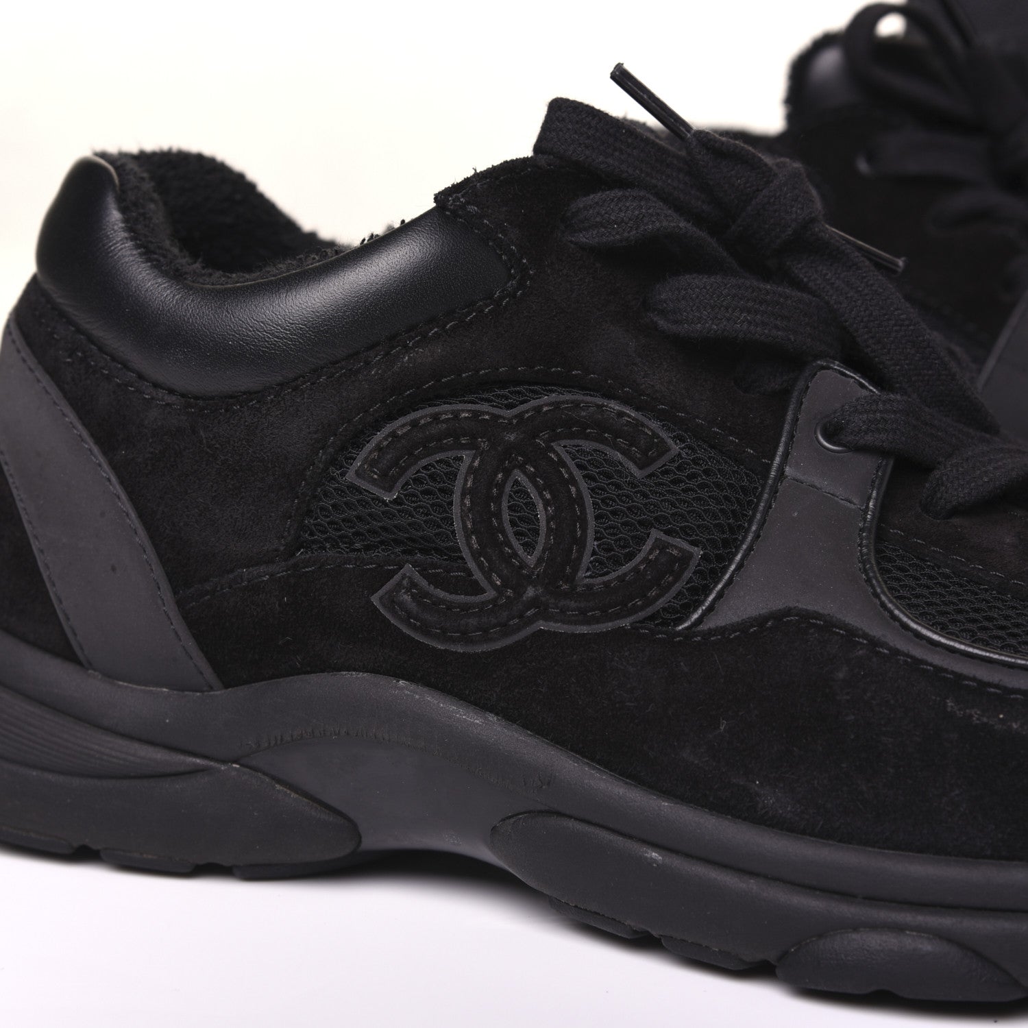 Chanel Toile Suede Calfskin CC Sneakers 39 Black 9 of 11