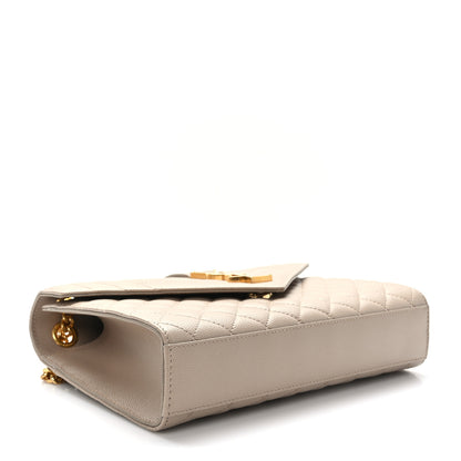 Saint Laurent Grain De Poudre Textured Mixed Matelasse Medium Triquilt Monogram Satchel Greyish Brown 4 of 9