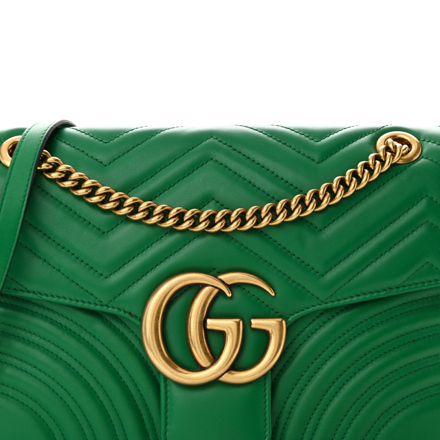 Calfskin Matelasse Medium GG Marmont Shoulder Bag Emerald Green