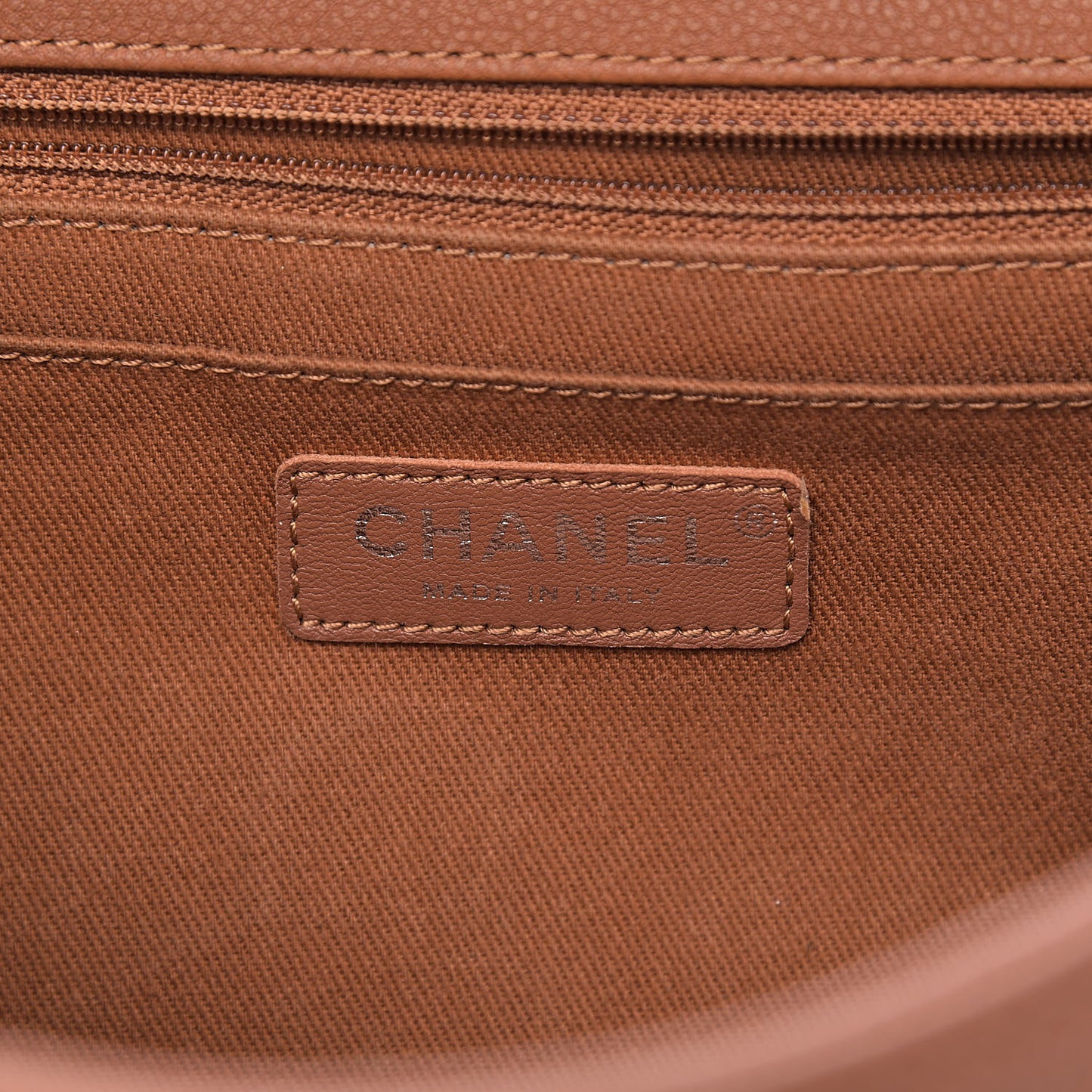 Washed Caviar Quilted Large Turn Around Ligne Flap Camel