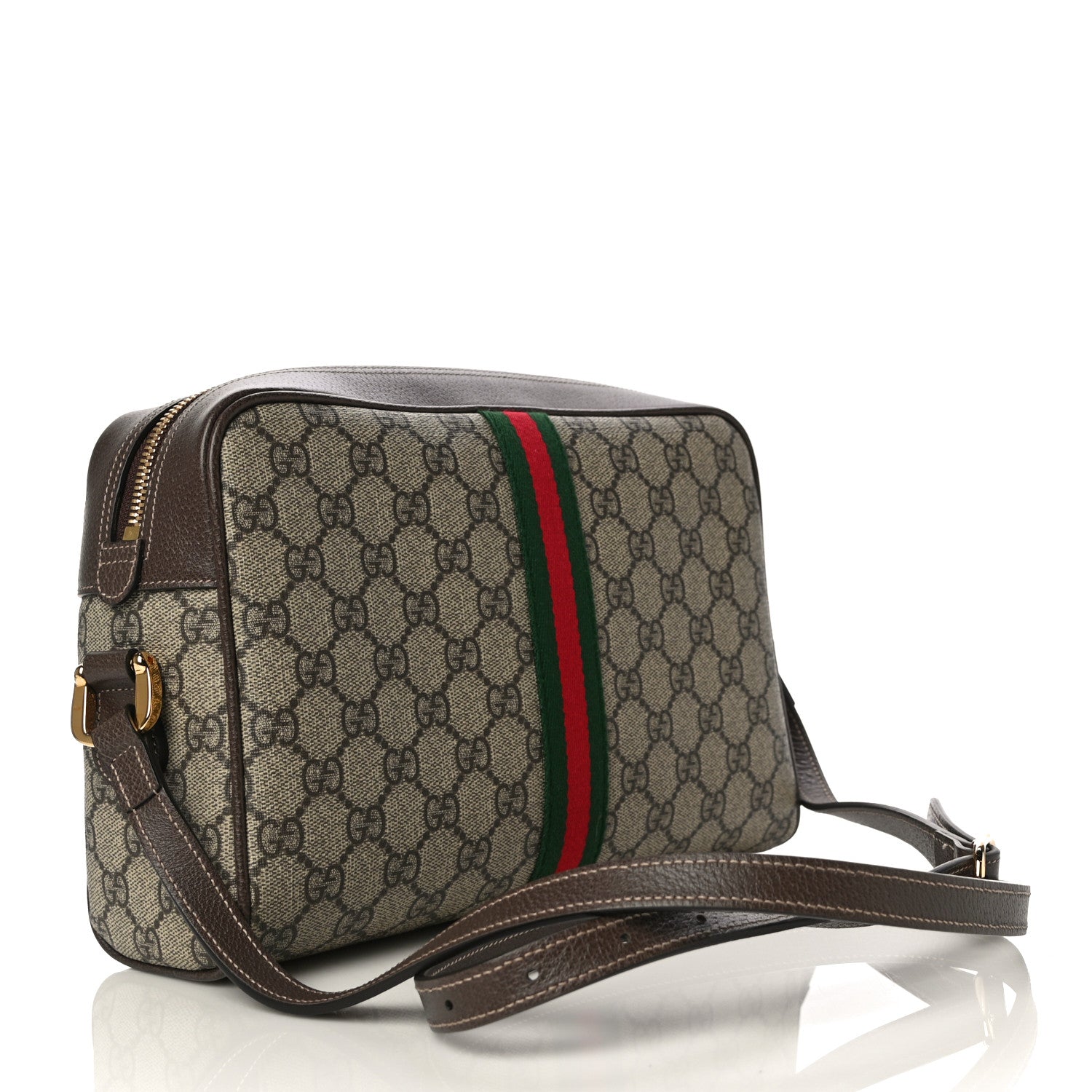 Gucci GG Supreme Monogram Web Small Ophidia Shoulder Bag Brown 3 of 11