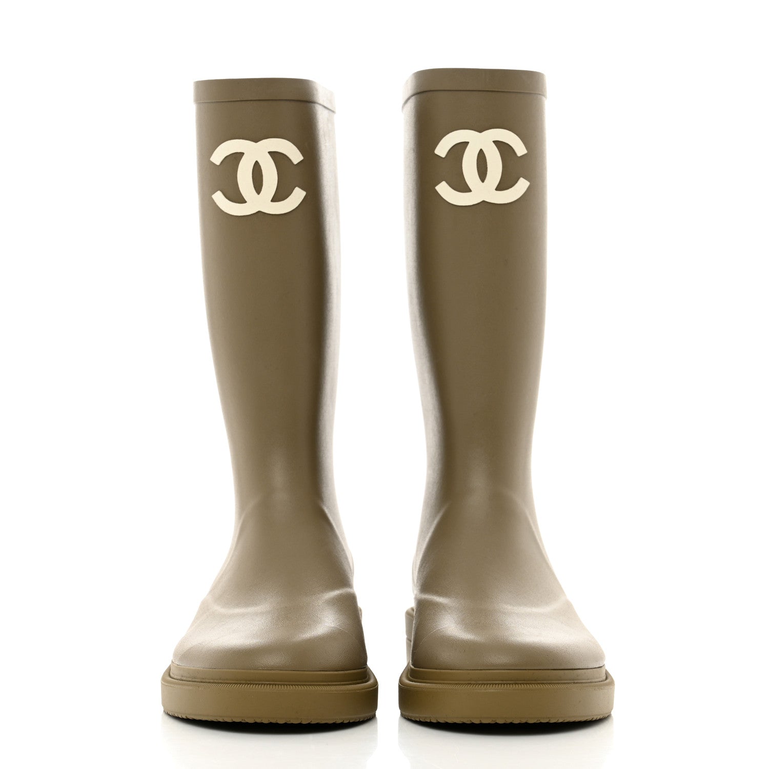 Chanel Caoutchouk CC High Boots 36 Dark Beige 2 of 8