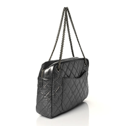 Chanel Metallic Aged Calfskin Quilted Large Reissue Camera Case Silver 3 of 10