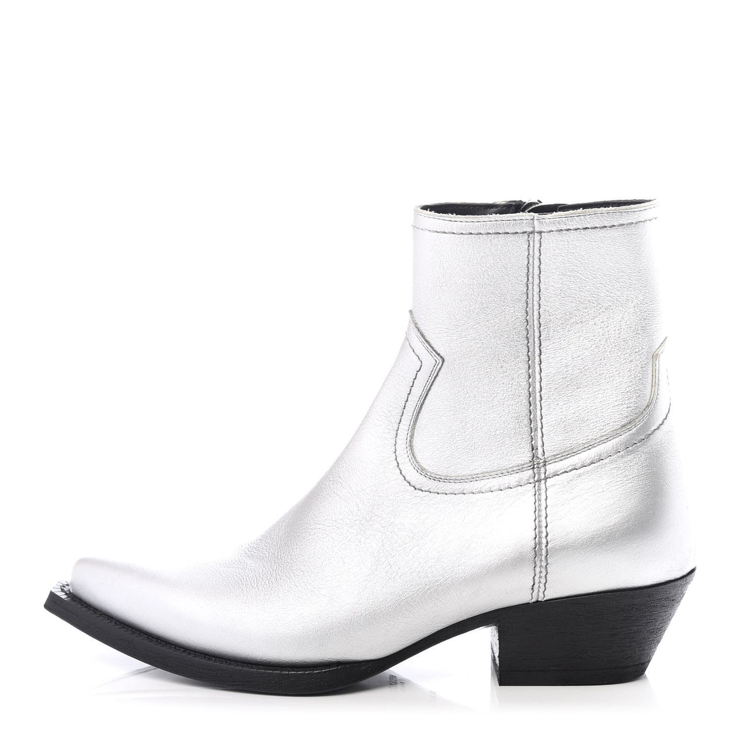 Metallic Calfskin Lukas Ankle Boots 37 Silver