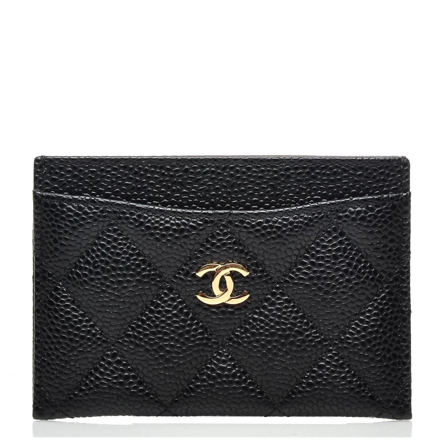 Caviar Quilted Card Holder Black