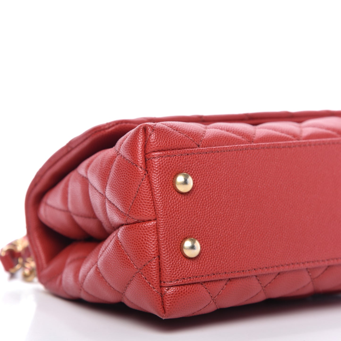 Caviar Lizard Embossed Quilted Mini Coco Handle Flap Red