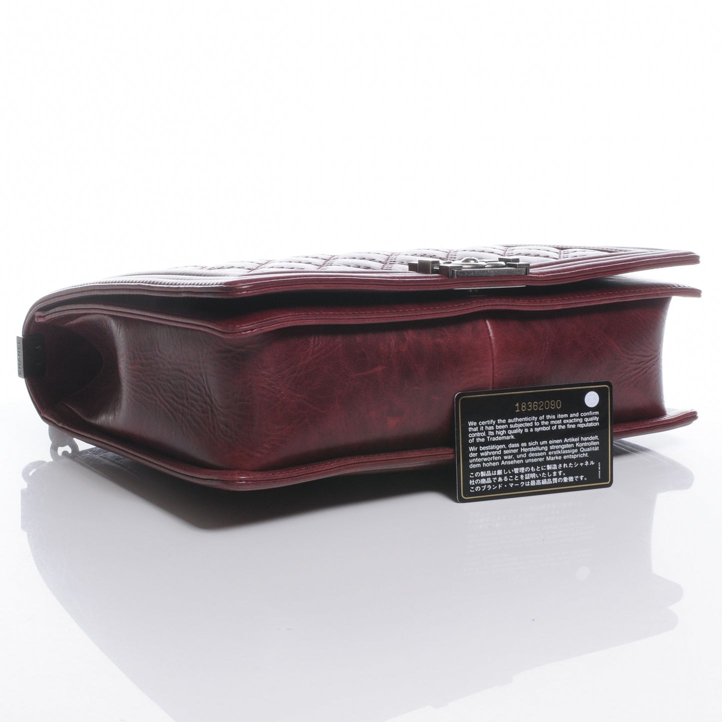 Calfskin Quilted Large Boy Flap Burgundy