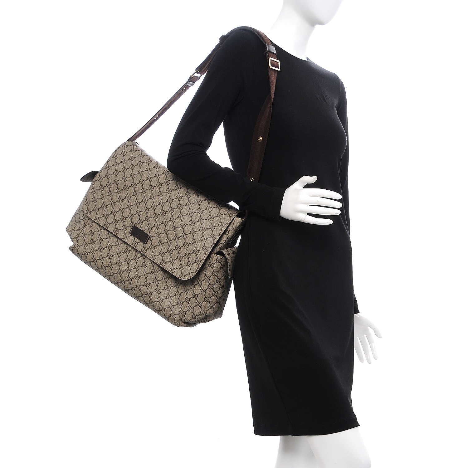 Gucci GG Plus Monogram Messenger Diaper Bag Dark Brown 2 of 8