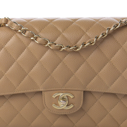 Chanel Caviar Quilted Medium Double Flap Beige 10 of 11