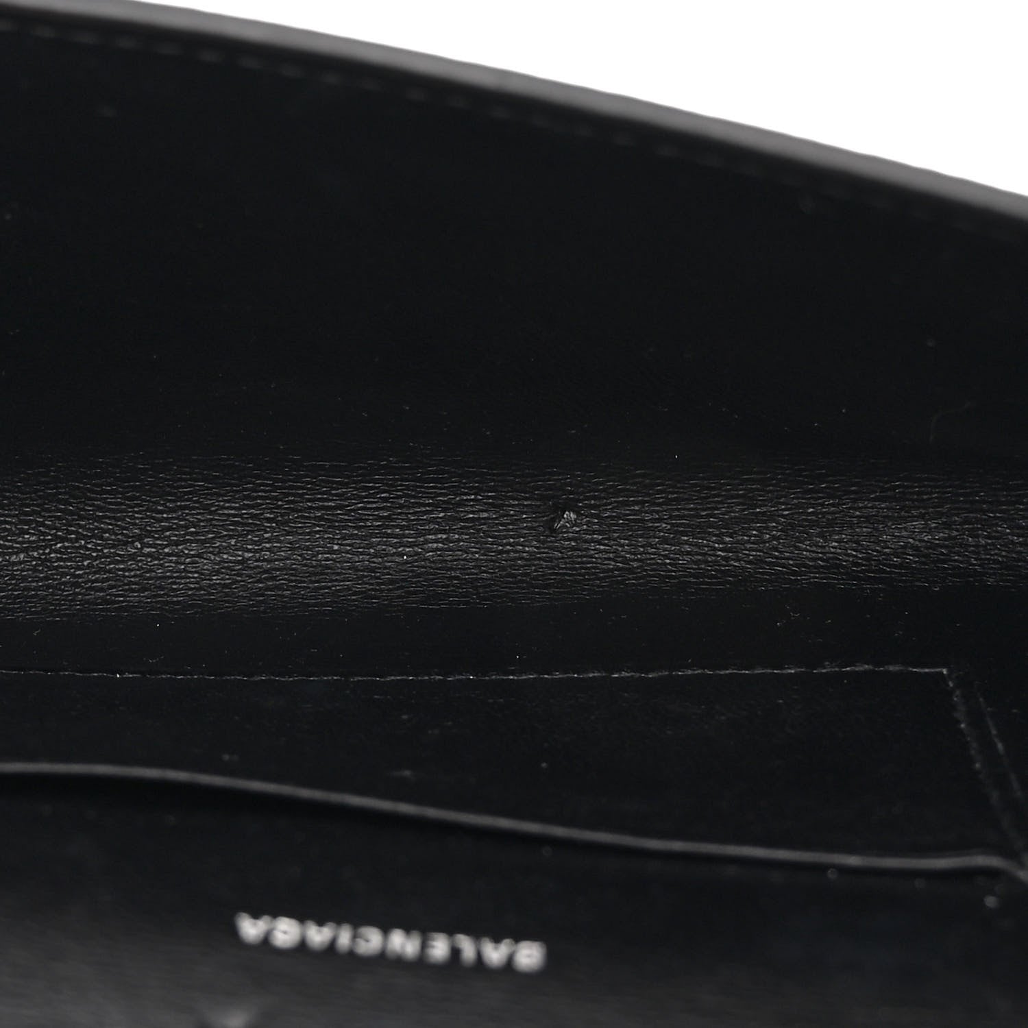 Balenciaga Grained Calfskin Logo Cash Phone Holder Wallet On Chain Black White 5 of 12