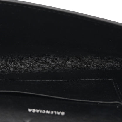 Balenciaga Grained Calfskin Logo Cash Phone Holder Wallet On Chain Black White 5 of 12