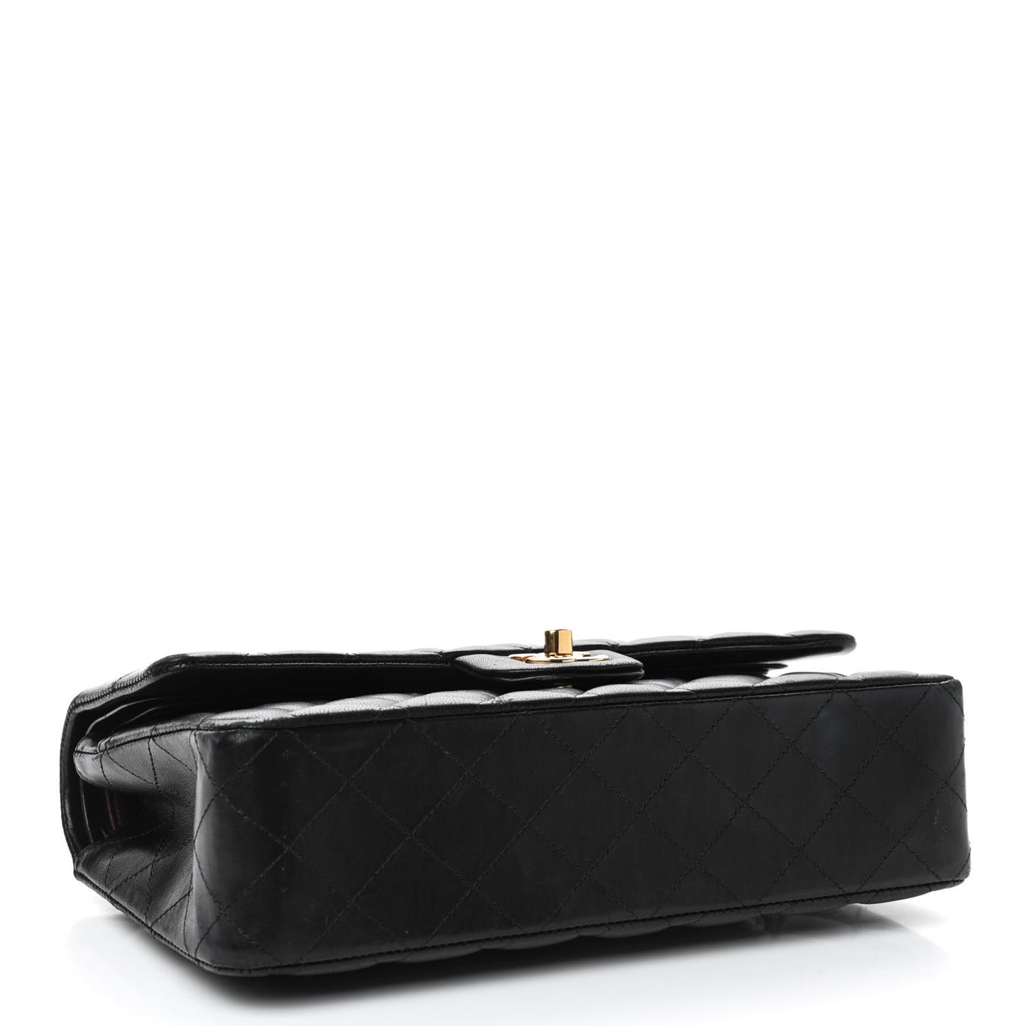 Lambskin Quilted Medium Double Flap Black