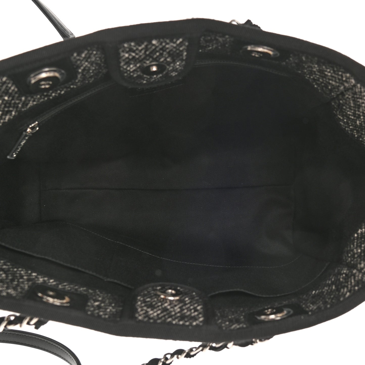 Mixed Fibers Calfskin Small Deauville Tote Black