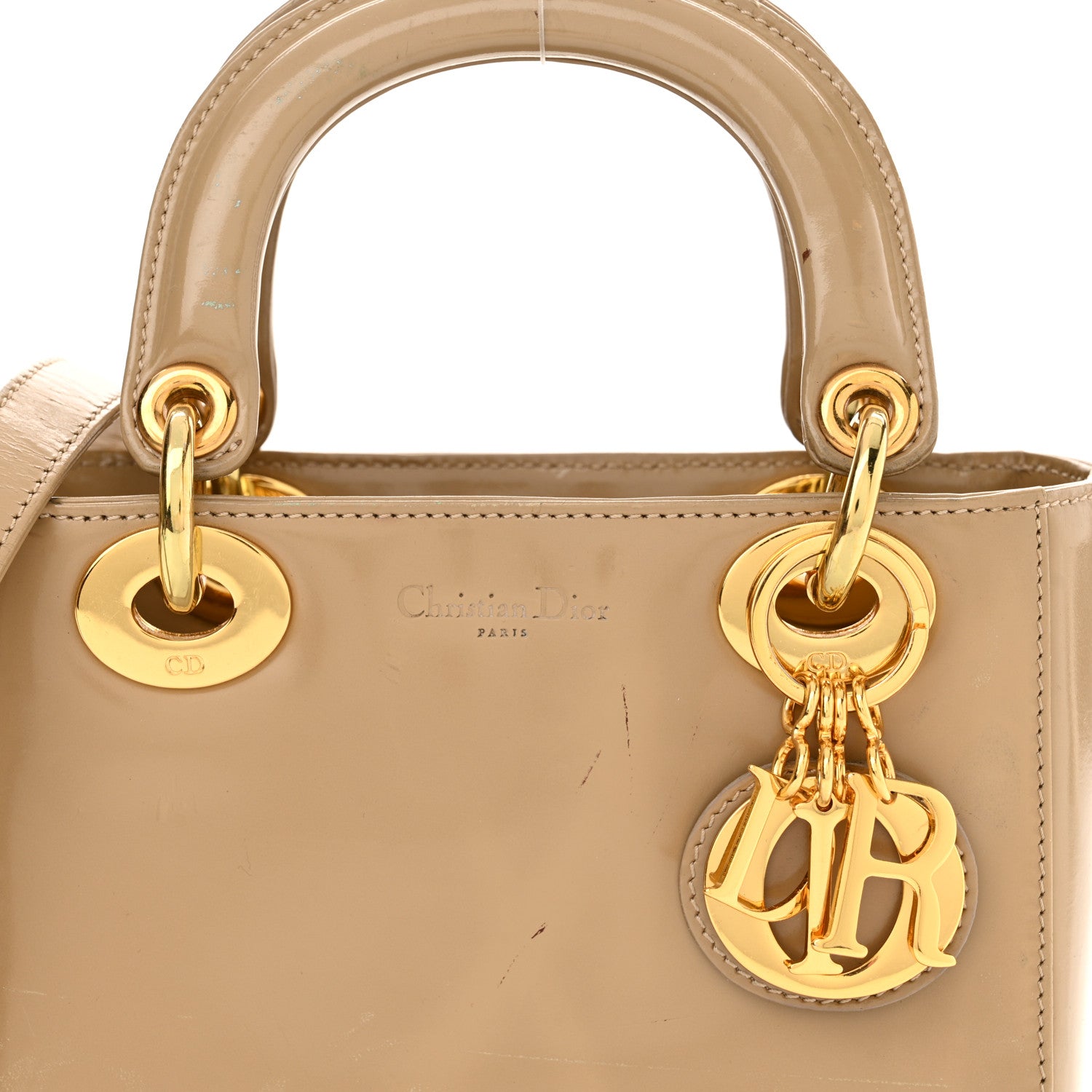 Christian Dior Patent Mini Lady Dior Beige 8 of 19