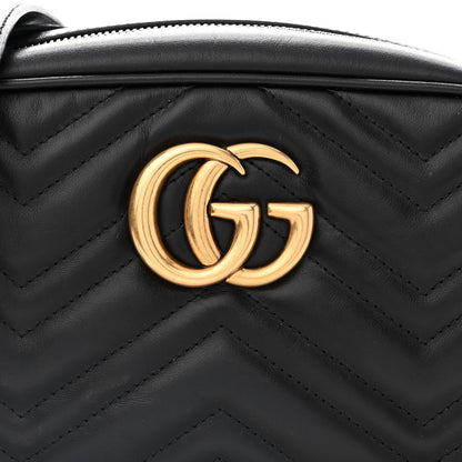 Gucci Calfskin Matelasse Small GG Marmont Chain Shoulder Bag Black 7 of 9