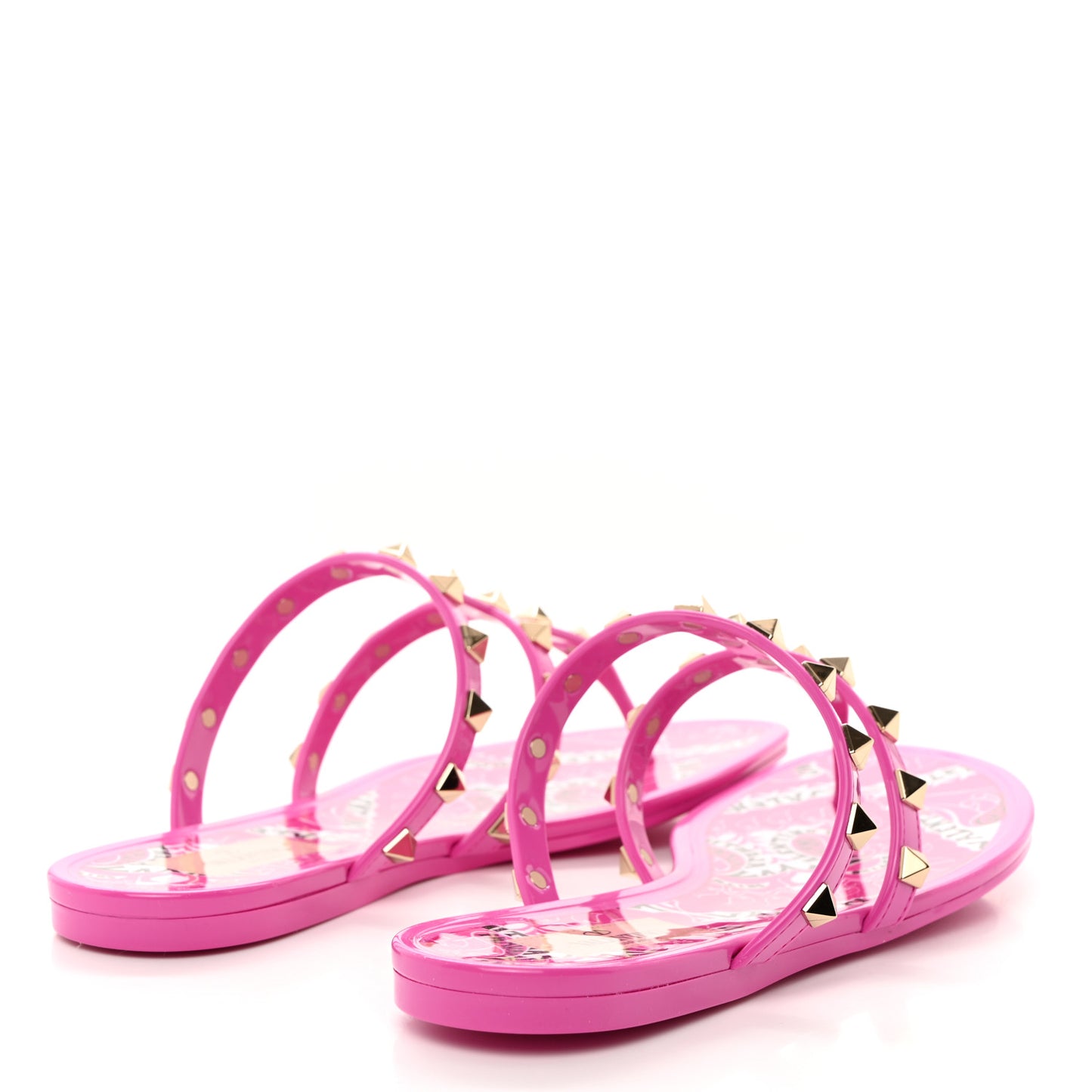 PVC Jelly Rockstud Caged Flat Thong Sandals 36 Pink
