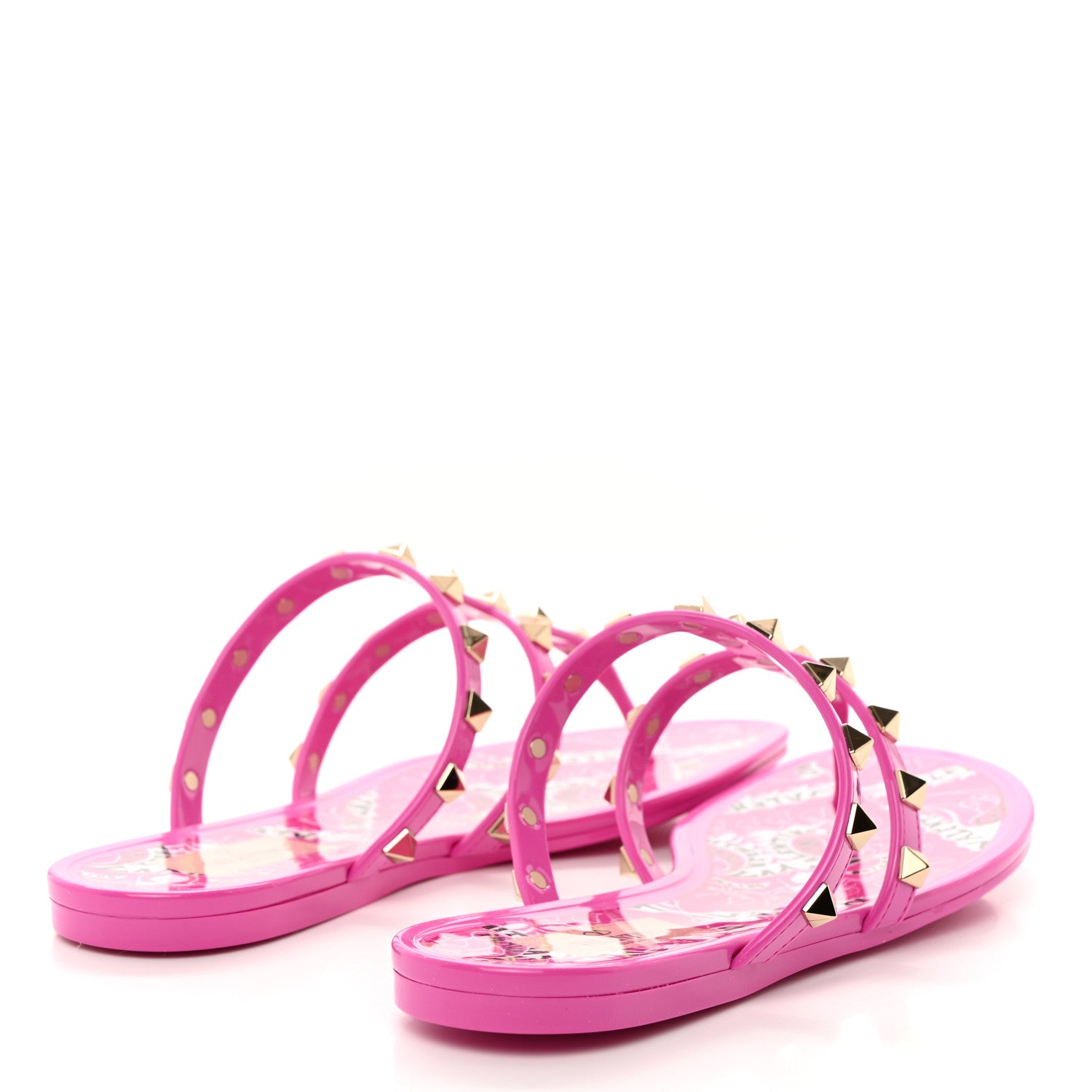 Valentino Garavani PVC Jelly Rockstud Caged Flat Thong Sandals 36 Pink 4 of 8