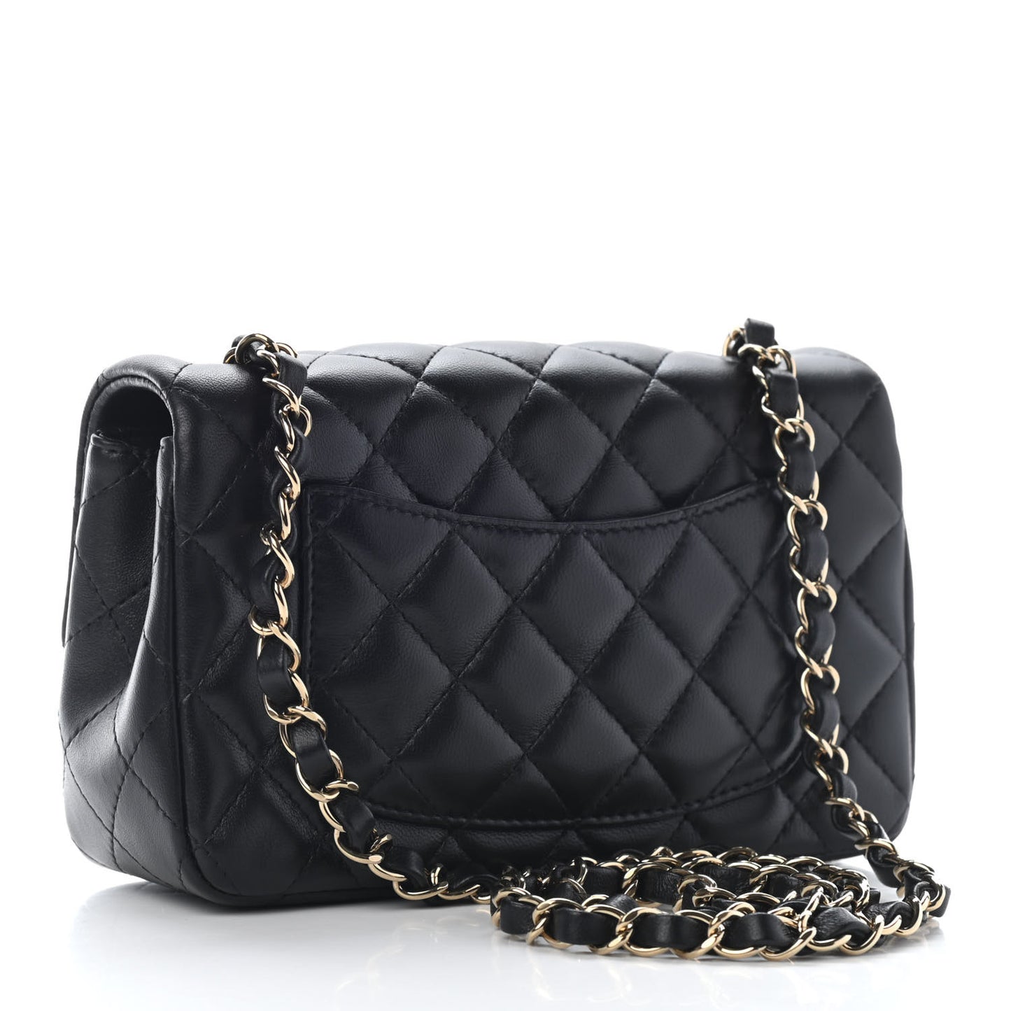 Lambskin Quilted Mini Rectangular Flap Black