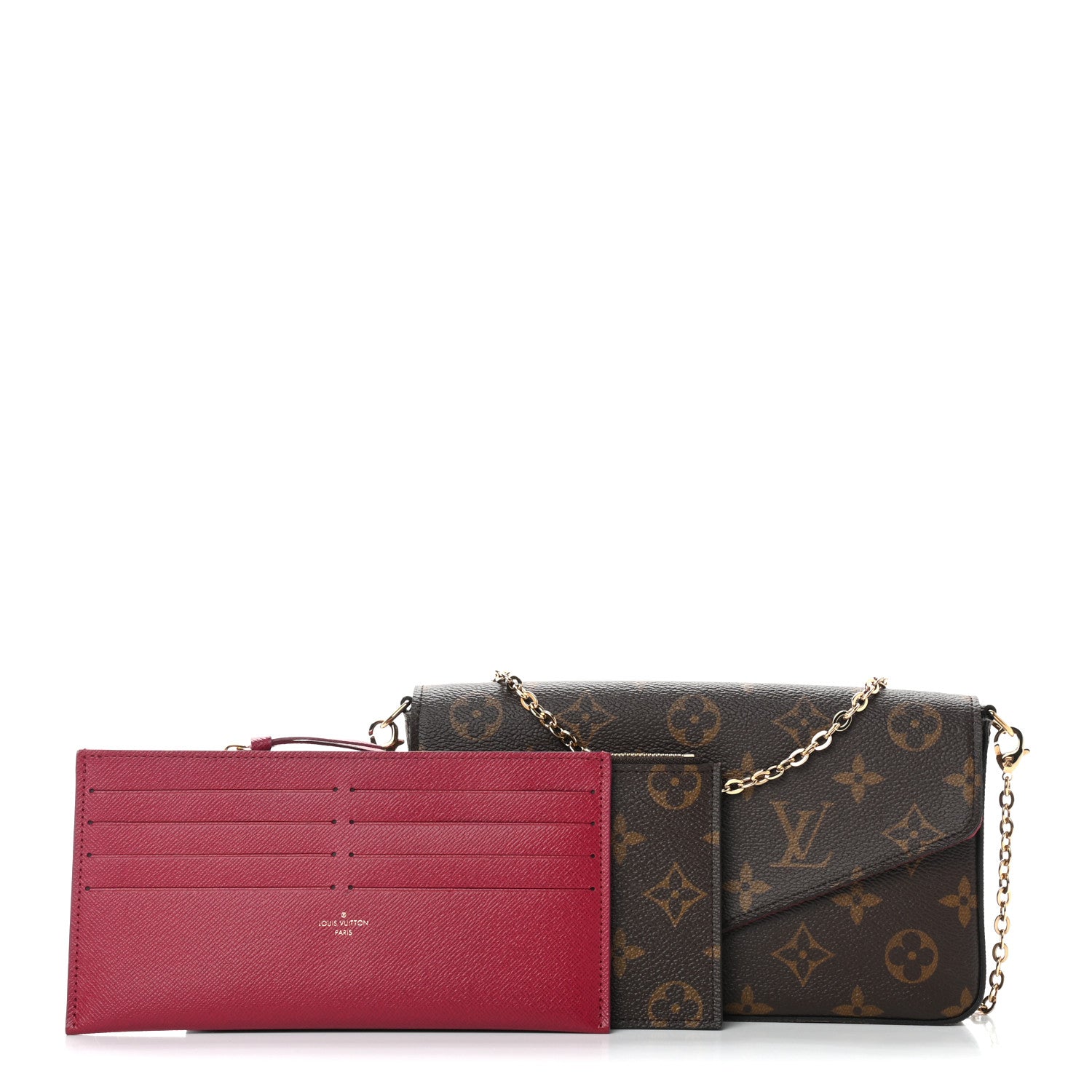 Louis Vuitton Monogram Pochette Felicie Chain Wallet Fuchsia 1 of 6