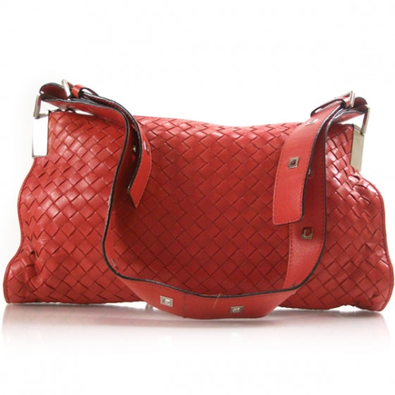 Bottega Veneta Woven Shoulder Bag Red 1 of 11