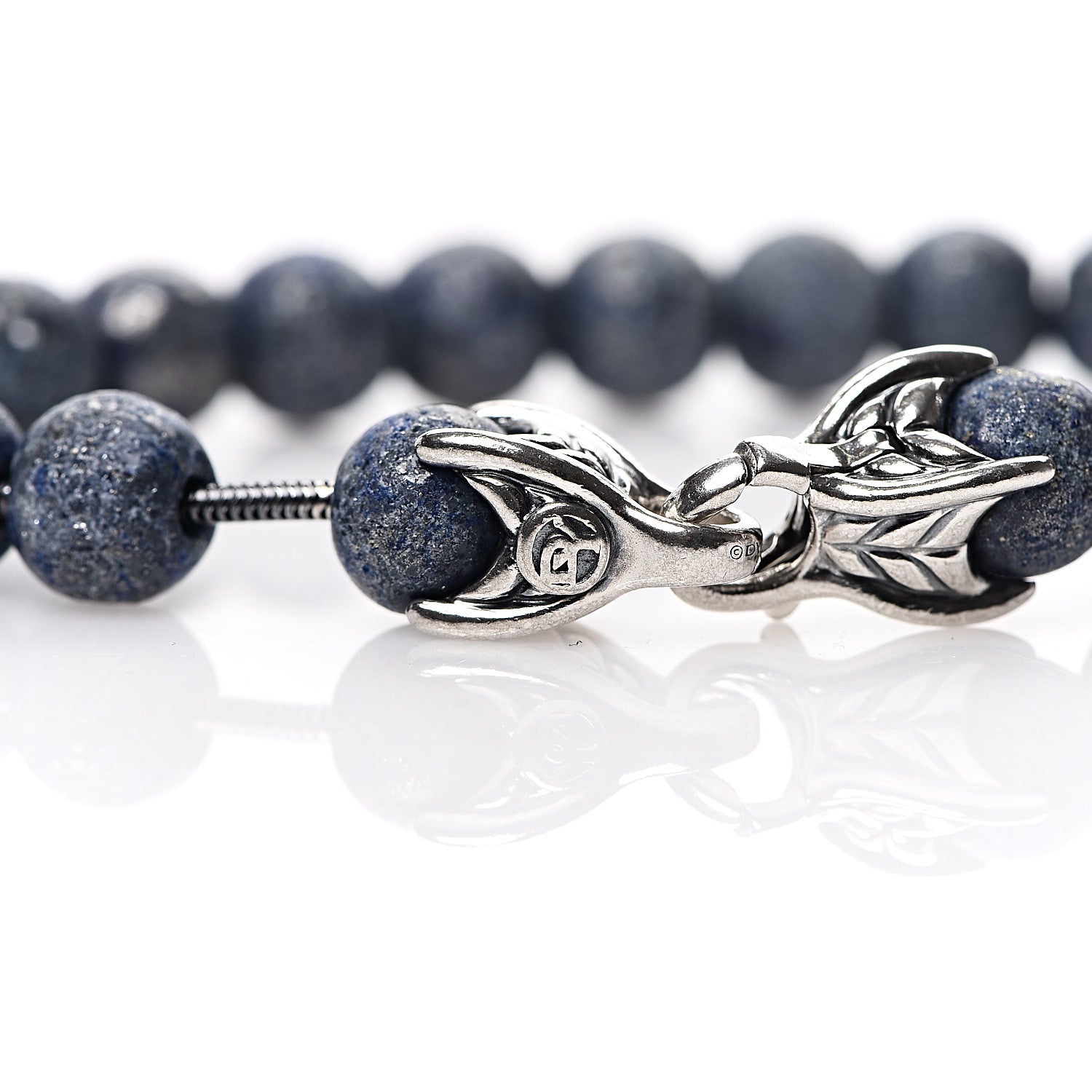 David Yurman Sterling Silver Lapis Lazuli 8mm Spiritual Beads Bracelet 3 of 5