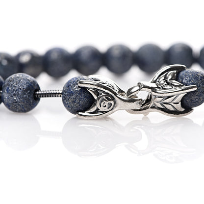 David Yurman Sterling Silver Lapis Lazuli 8mm Spiritual Beads Bracelet 3 of 5